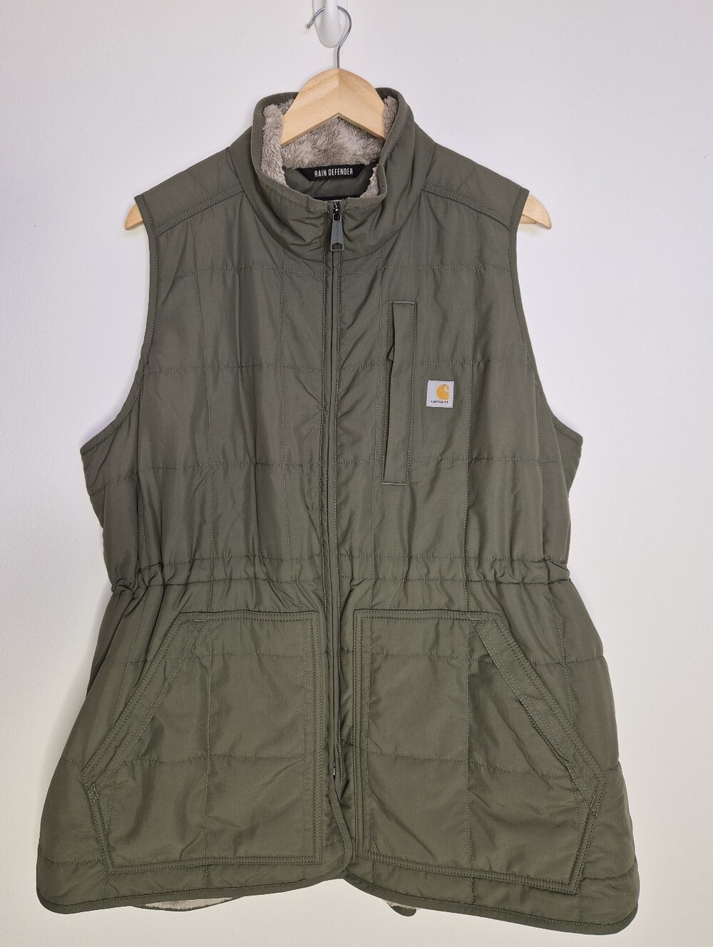 Carhartt Rockford Rain Defender Sherpa Lined Quilted Vest Olive Green XL